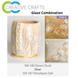 Desert Dusk SW-180 over Himalayan Salt SW-187 Stoneware Glaze Combination